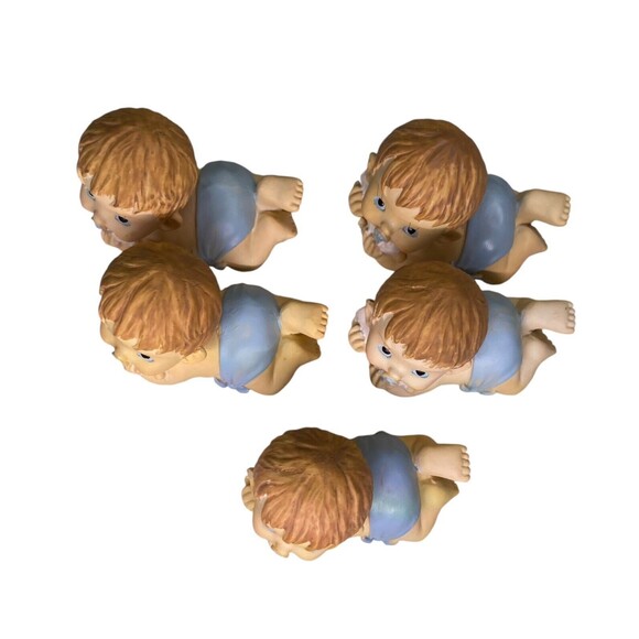 5 CWI Brand Baby Figurines Vintage Baby Shower Gift Decor Crafts 2” T Blue NWT - Picture 7 of 13